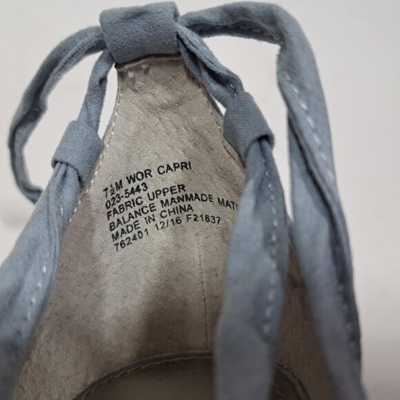 Worthington Suede High Heels Shoes Blue Gray Ankle Strappy Lace Up Tie 7.5 Pumps - Picture 2 of 6